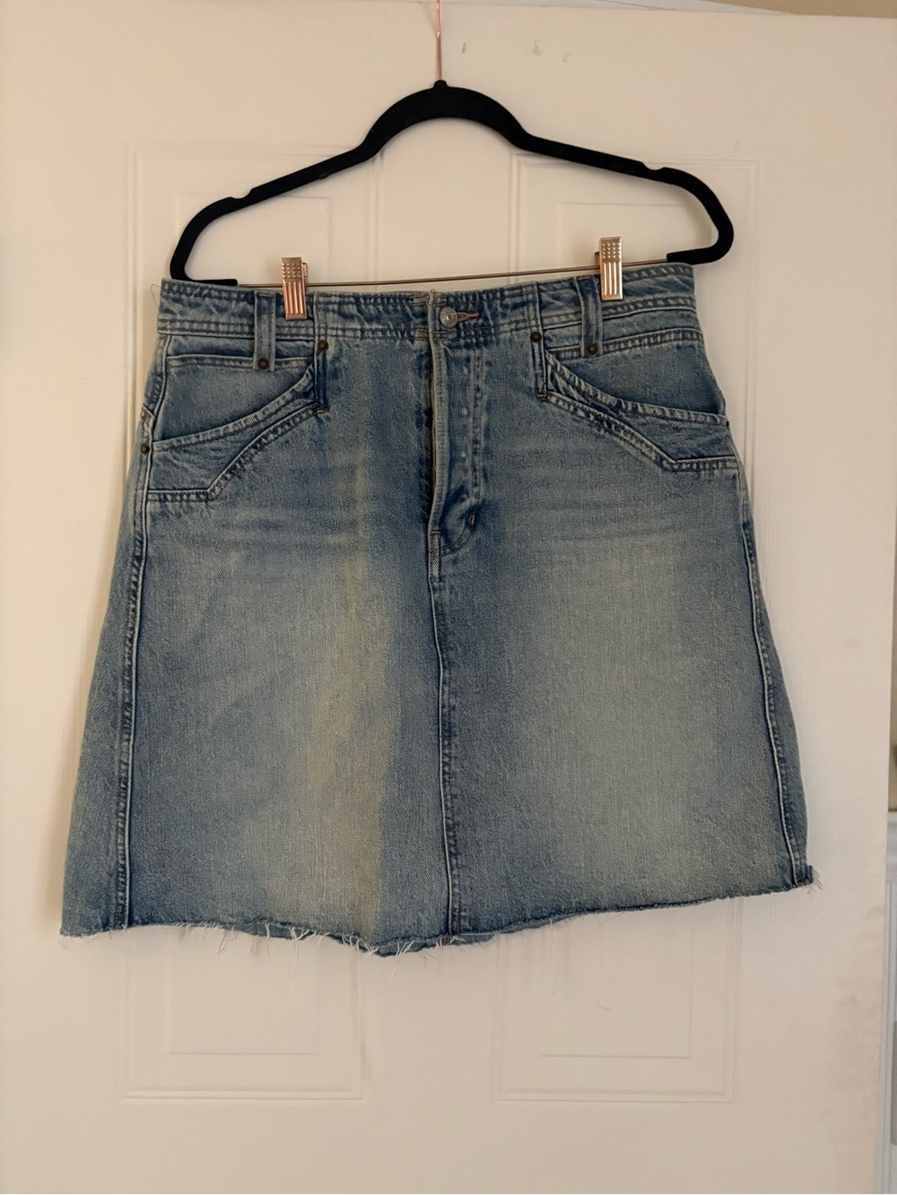 We The Free Light Blue Denim Mini Skirt